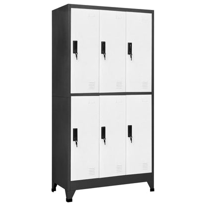 Locker Cabinet Anthracite and White 35.4"x17.7"x70.9" Steel image 1