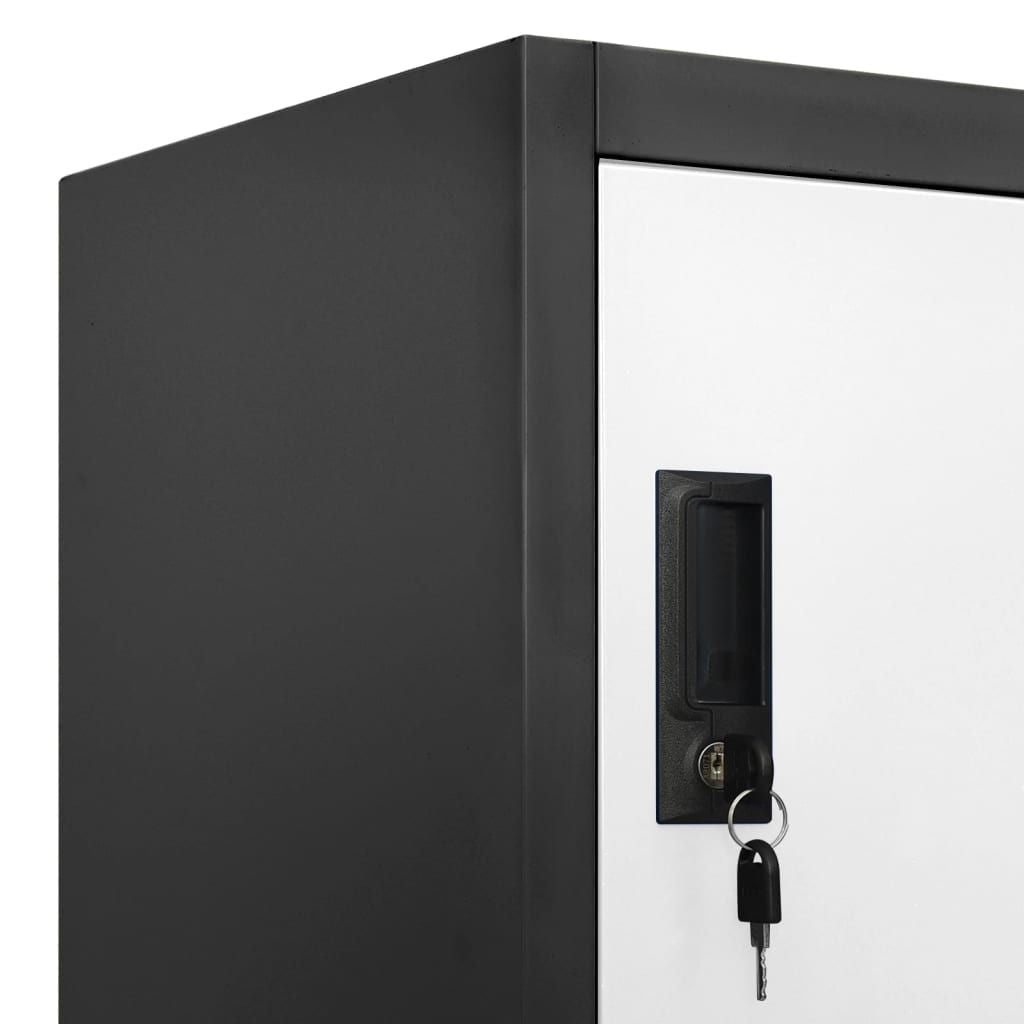 Locker Cabinet Anthracite and White 35.4"x17.7"x70.9" Steel image 7