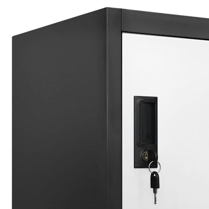 Locker Cabinet Anthracite and White 35.4"x17.7"x70.9" Steel image 7