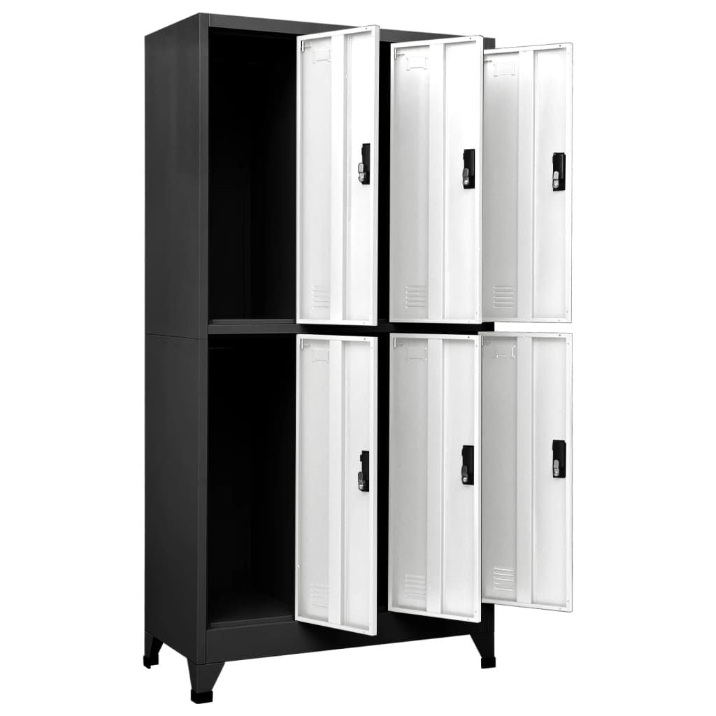 Locker Cabinet Anthracite and White 35.4"x17.7"x70.9" Steel image 5