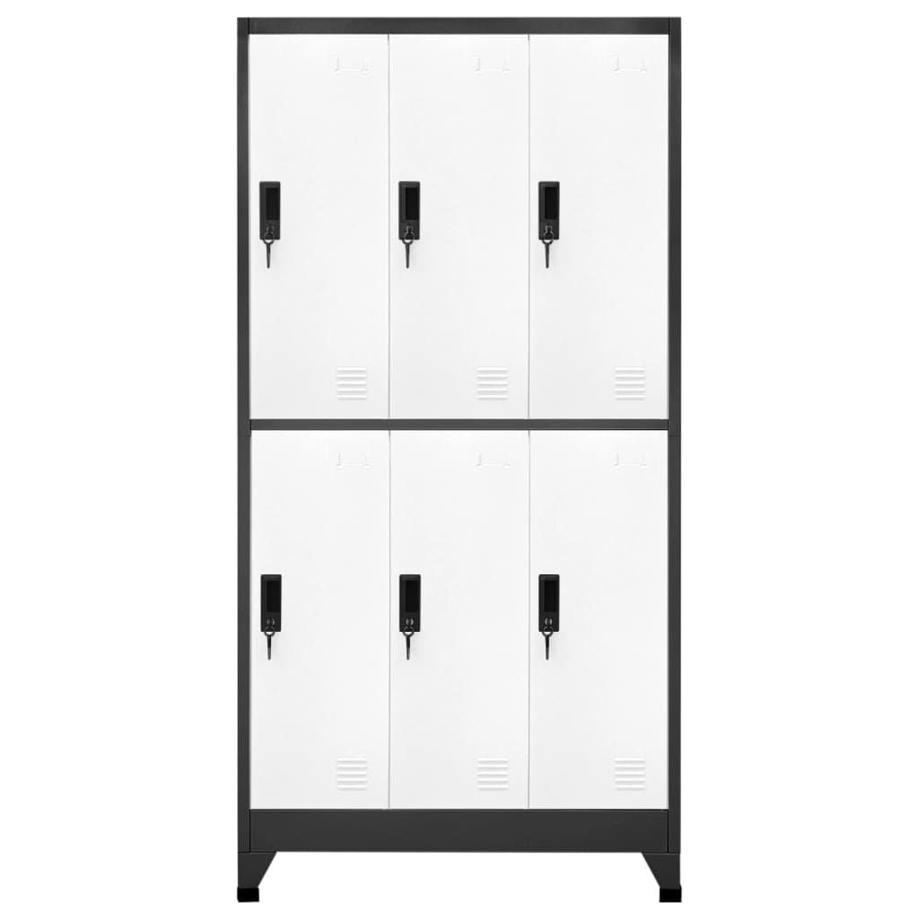 Locker Cabinet Anthracite and White 35.4"x17.7"x70.9" Steel image 2