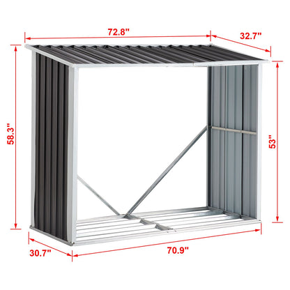 Log Storage Shed, Log Holder with Roof, Log Storage Shed, Firewood Rack for Backyard Garden Patio Porch, Anthracite Galv image 6