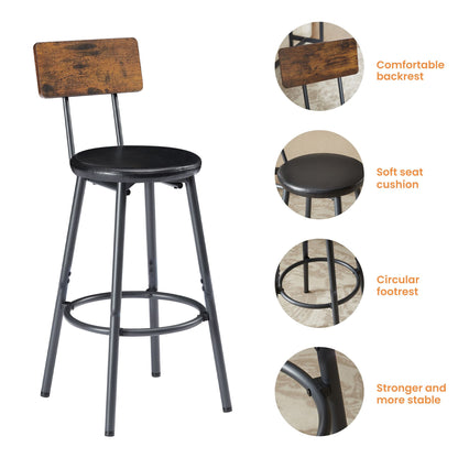 Long Bar Table Set with 3 PU Upholstered Bar Stools, Industrial Bar Table and Chairs for Kitchen Breakfast Table, Living image 8