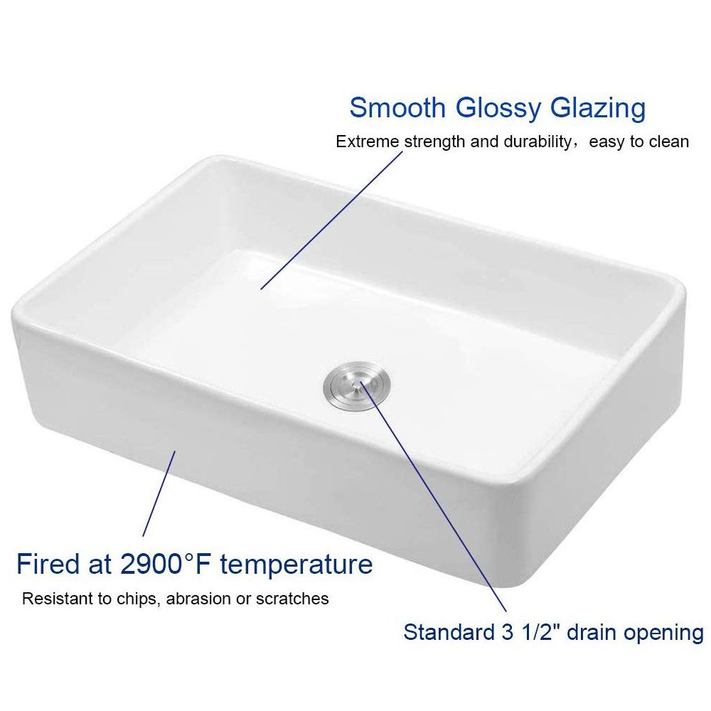 Lordear Framhouse Kitchen Sink White Fireclay Apron Front Sink image 4