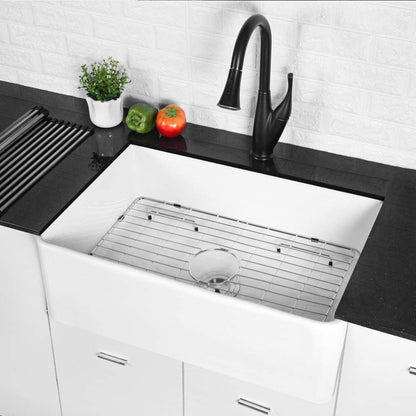 Lordear Framhouse Kitchen Sink White Fireclay Apron Front Sink image 2