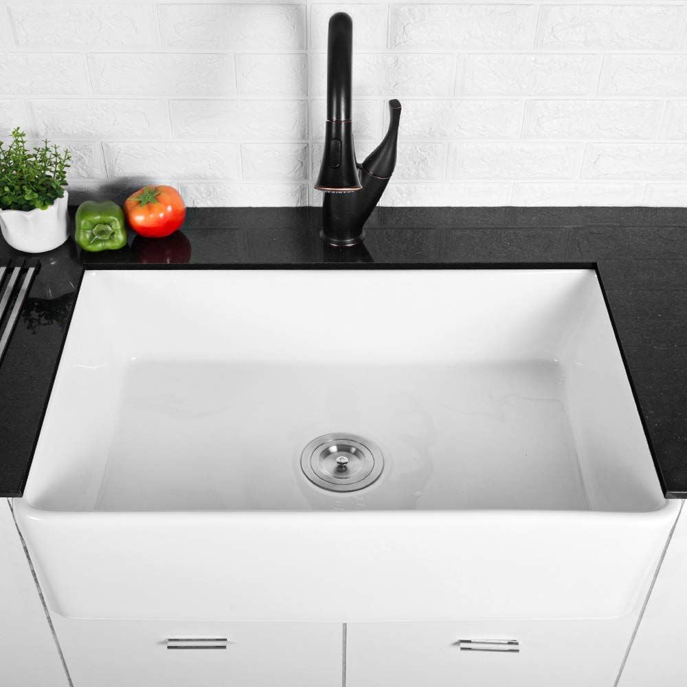 Lordear Framhouse Kitchen Sink White Fireclay Apron Front Sink image 3
