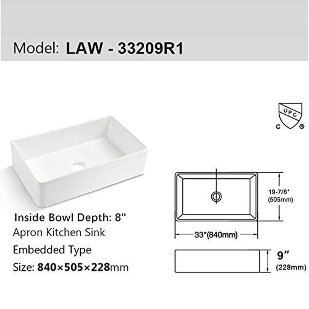 Lordear Framhouse Kitchen Sink White Fireclay Apron Front Sink image 5