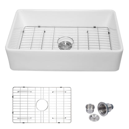 Lordear Framhouse Kitchen Sink White Fireclay Apron Front Sink image 1