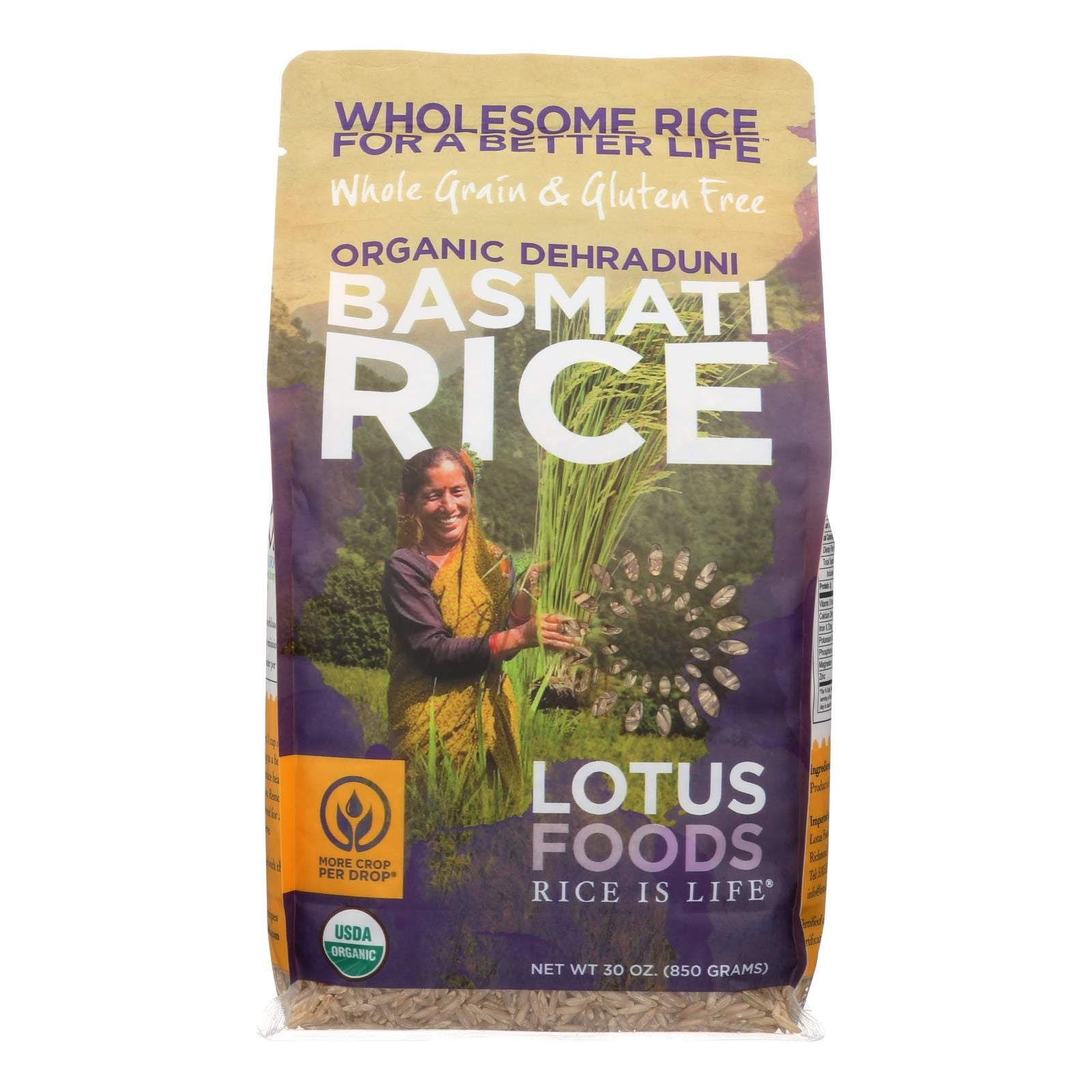 Lotus Foods Organic Rice - Brown Basmati - Case Of 6 - 30 Oz image 1