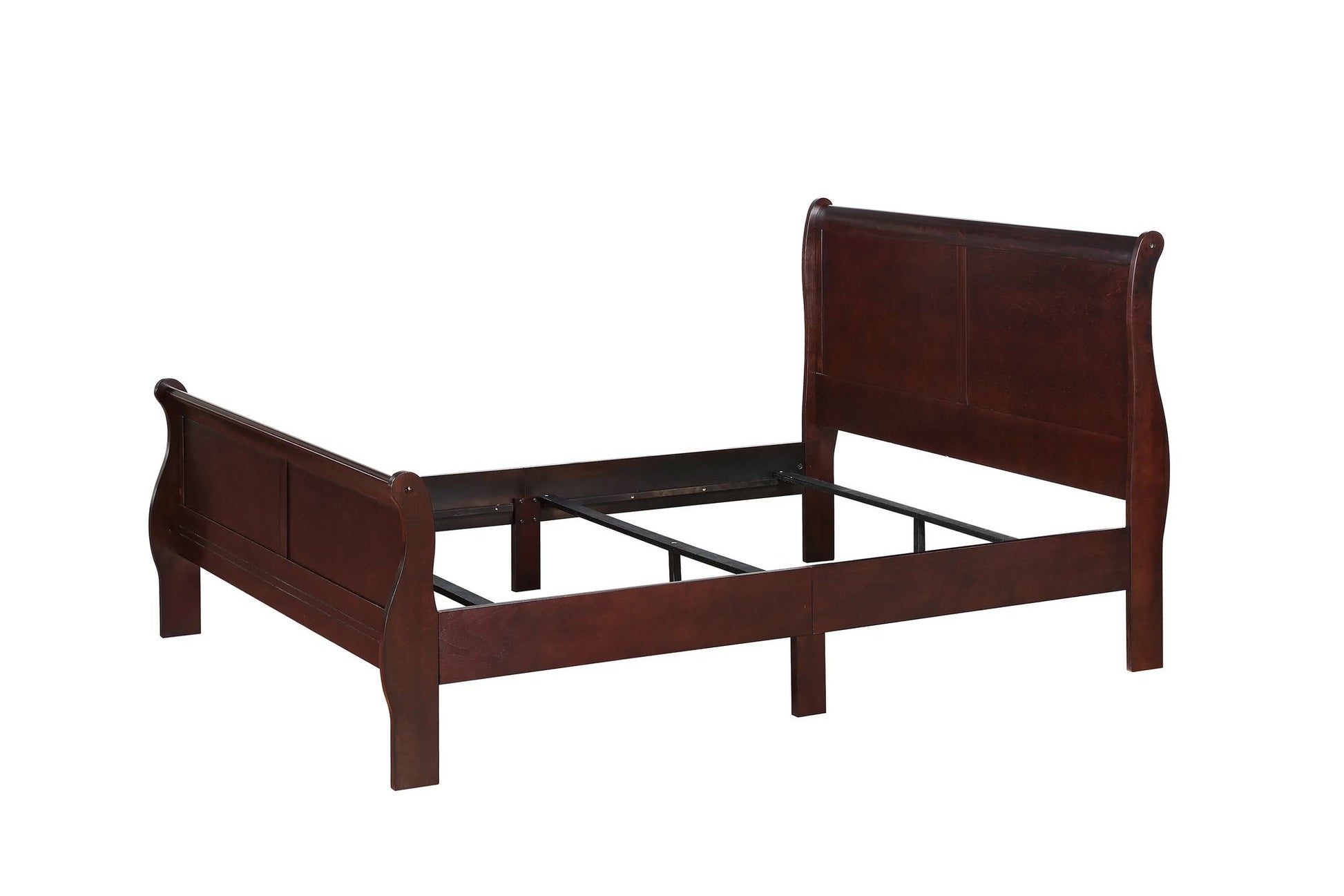 Louis Phillipe Brown Cherry Finish Twin Size Youth Panel Sleigh Bed Solid Wood Wooden Bedroom Furniture image 3