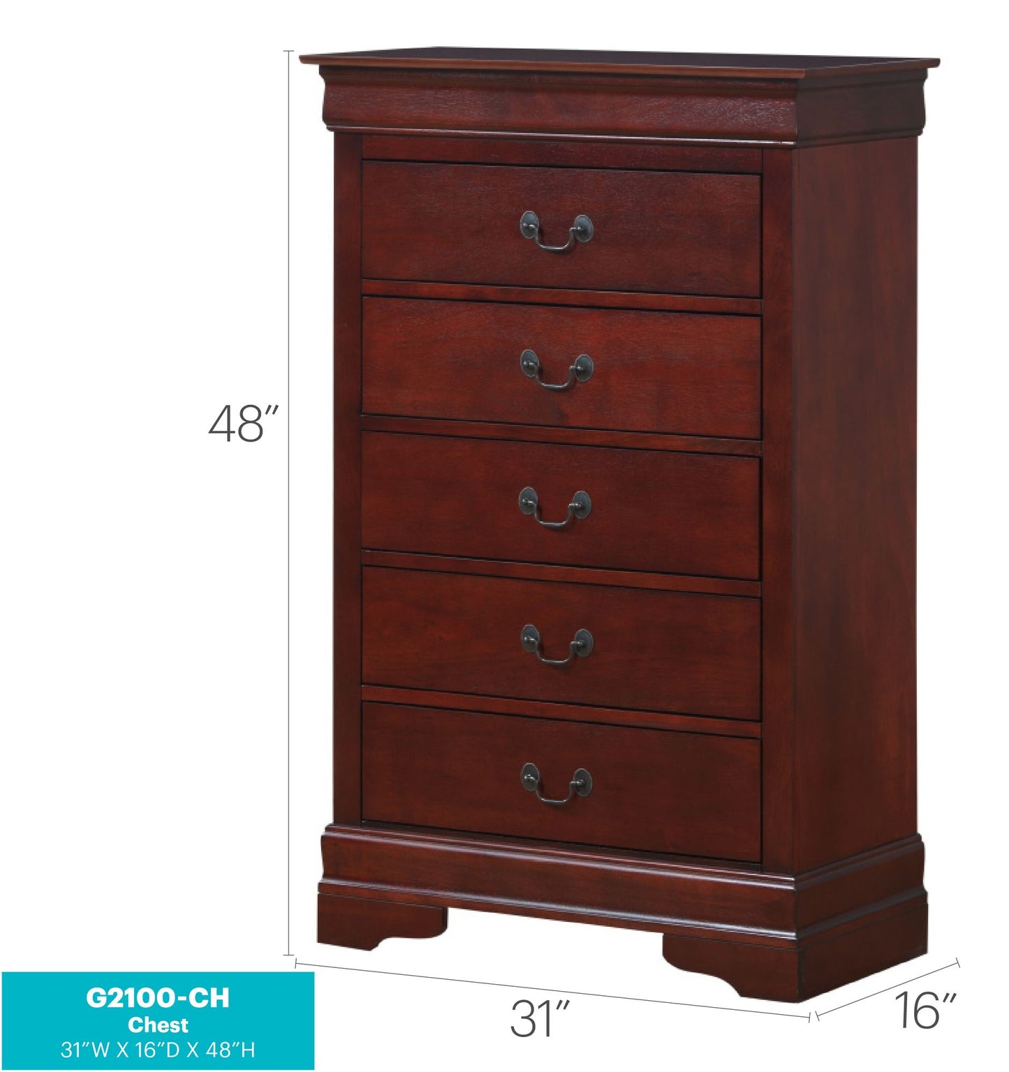 LouisPhillipe G2100-CH Chest , Cherry image 6