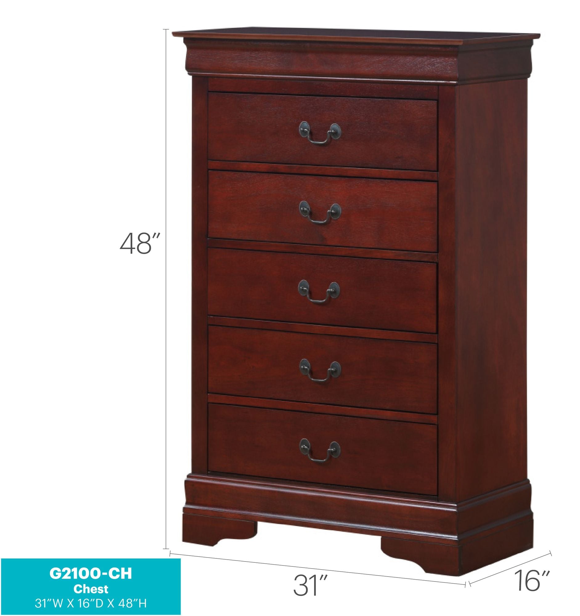 LouisPhillipe G2100-CH Chest , Cherry image 6