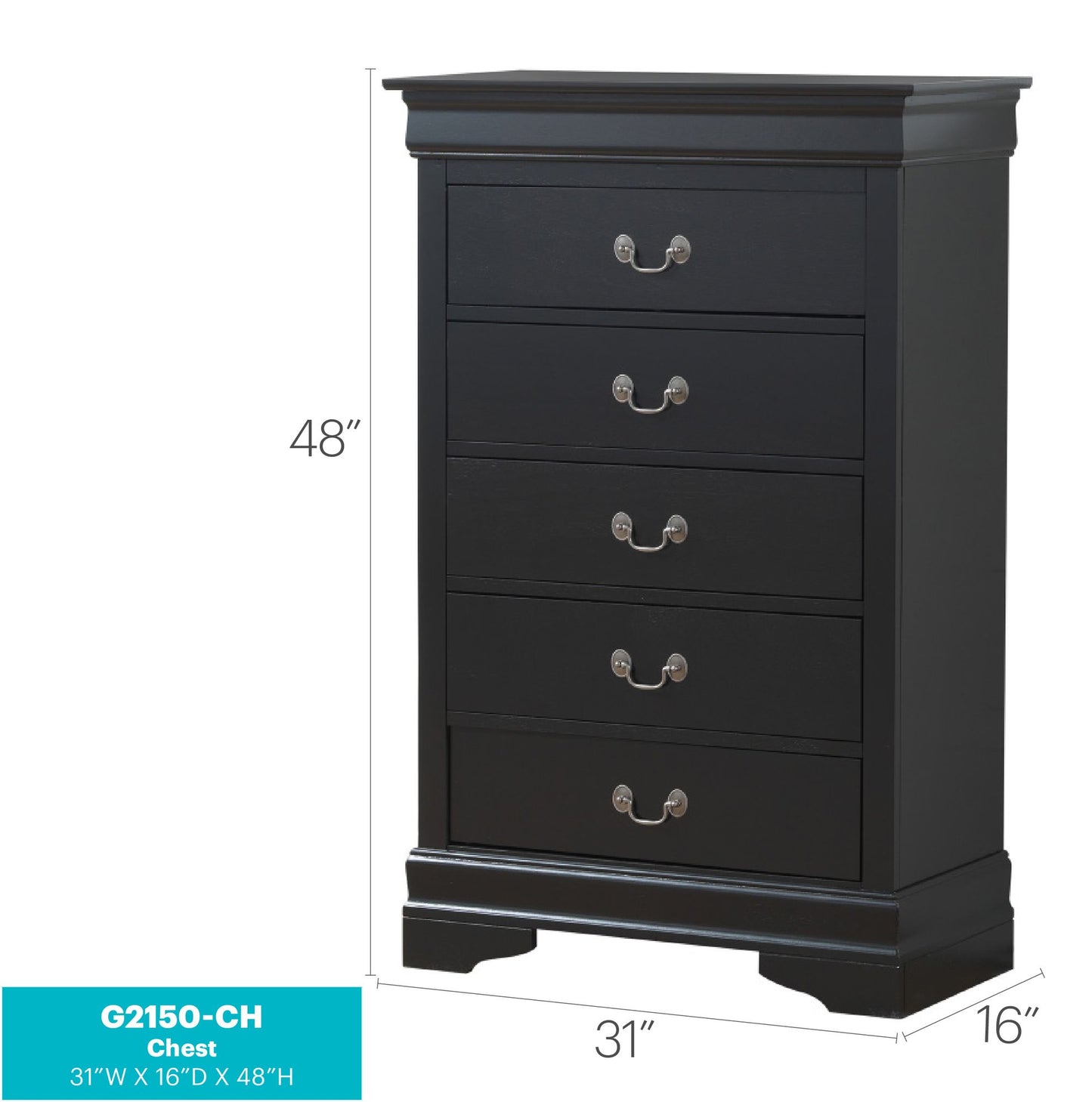 LouisPhillipe G2150-CH Chest , Black image 2