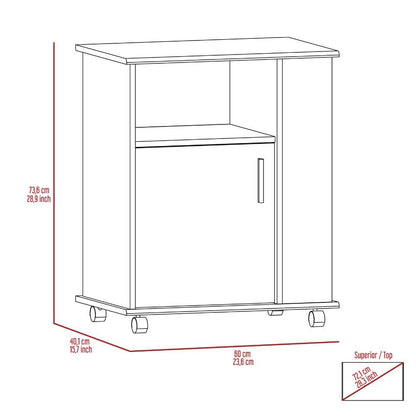 Lower Microwave Pantry 29" H, Single Door Cabinet, One Open Shelf, Three Side Shelves, White image 9