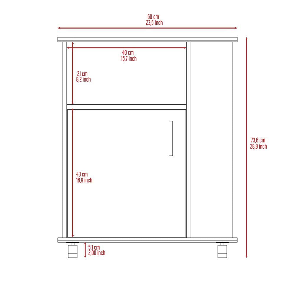 Lower Microwave Pantry 29" H, Single Door Cabinet, One Open Shelf, Three Side Shelves, White image 8