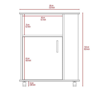 Lower Microwave Pantry 29" H, Single Door Cabinet, One Open Shelf, Three Side Shelves, White image 8