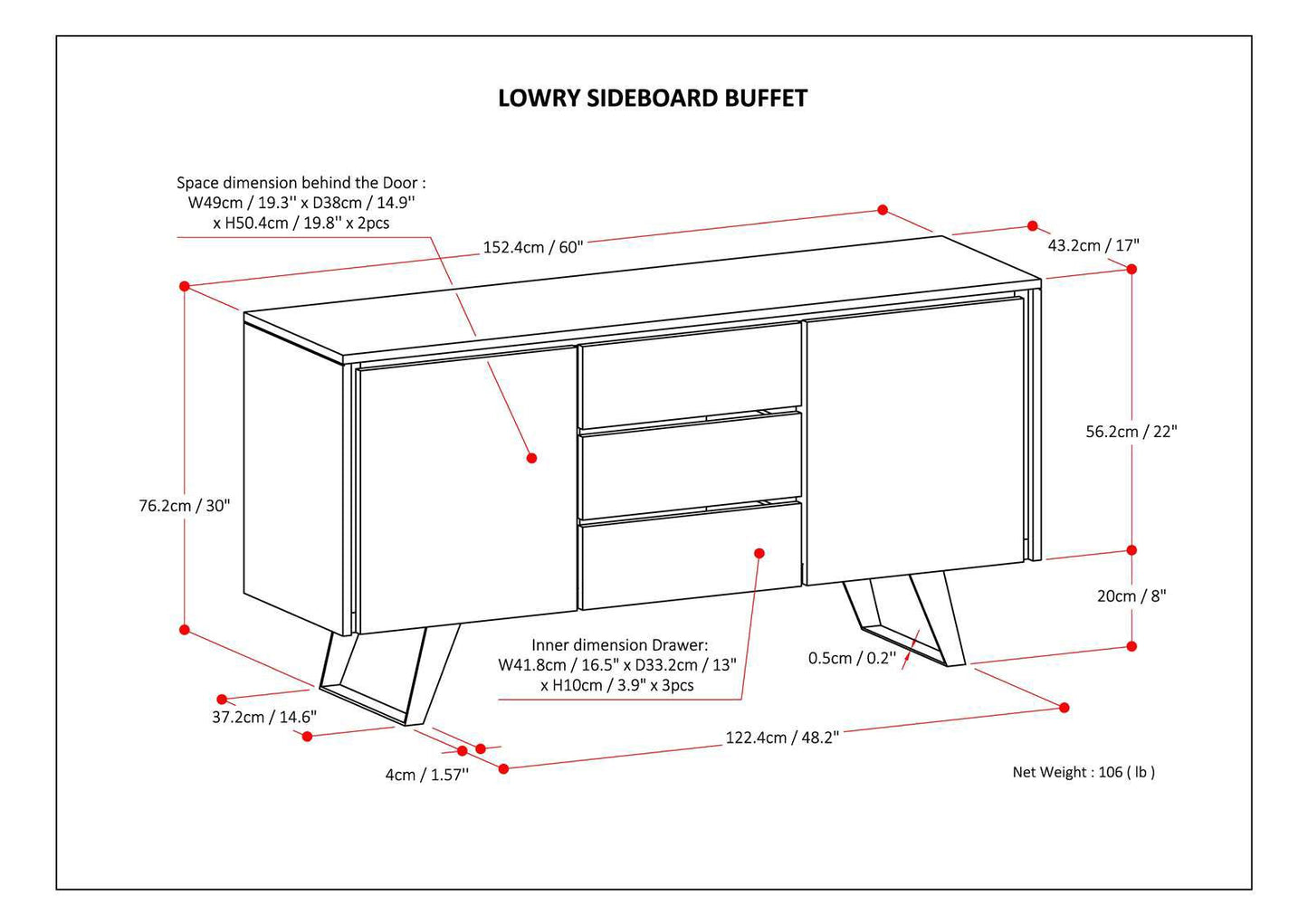 Lowry - Sideboard Buffet - Oak Veneer image 8