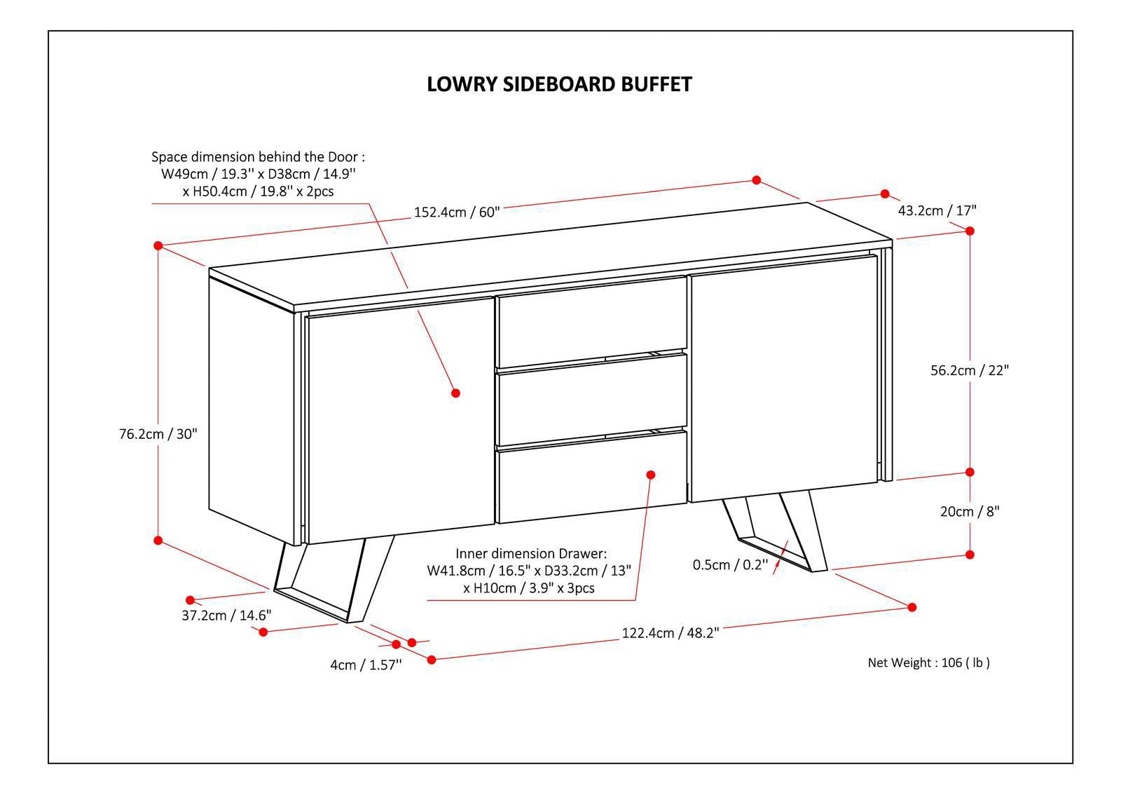 Lowry - Sideboard Buffet - Oak Veneer image 8