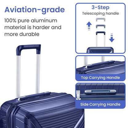 Luggage Sets 4 Piece(14/20/24/28), Expandable Lightweight Suitcase with 4 Double 360 Degrees Mute Spinner Wheels PP Mate image 5