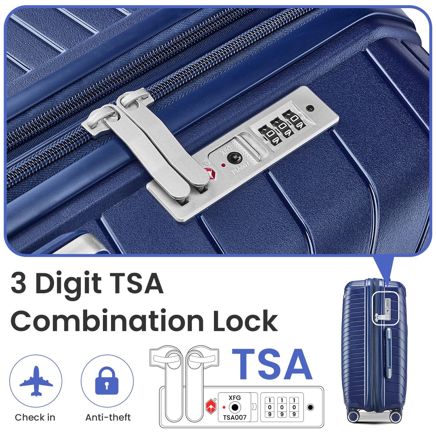 Luggage Sets 4 Piece(14/20/24/28), Expandable Lightweight Suitcase with 4 Double 360 Degrees Mute Spinner Wheels PP Mate image 3
