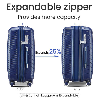 Luggage Sets 4 Piece(14/20/24/28), Expandable Lightweight Suitcase with 4 Double 360 Degrees Mute Spinner Wheels PP Mate image 2