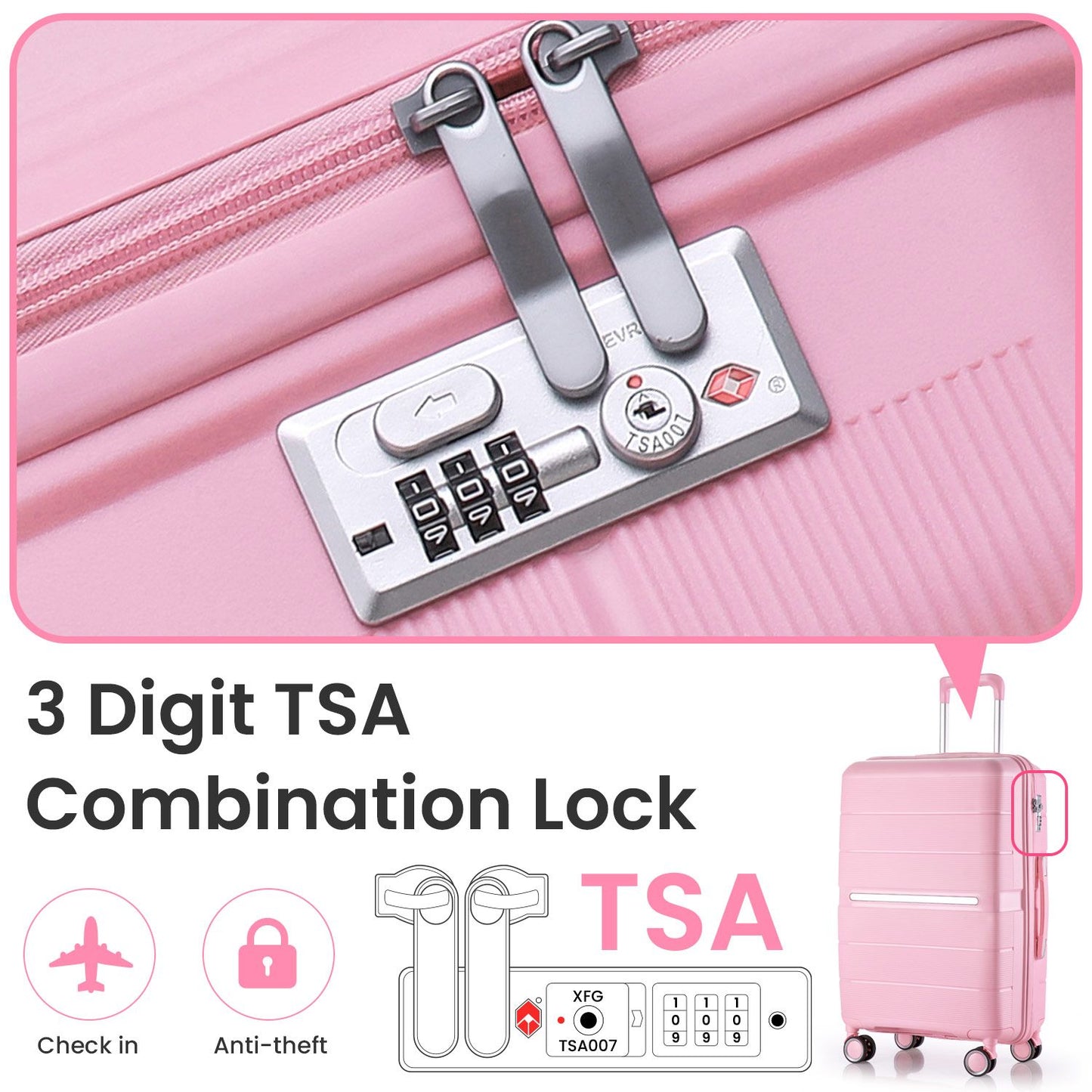 Luggage Sets 4 Piece(14/20/24/28) PP Lightweight & Durable Expandable suitcase image 6