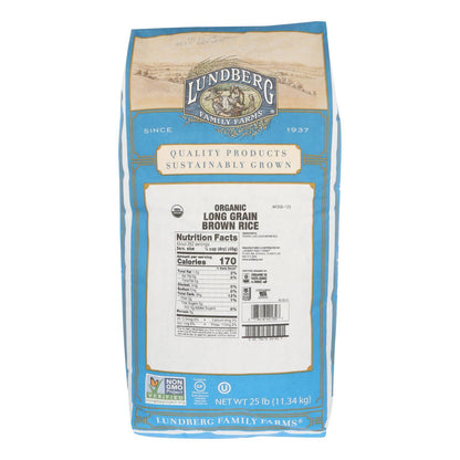 Lundberg Family Farms Organic Long Grain Brown Rice - Case Of 25 Lbs image 1