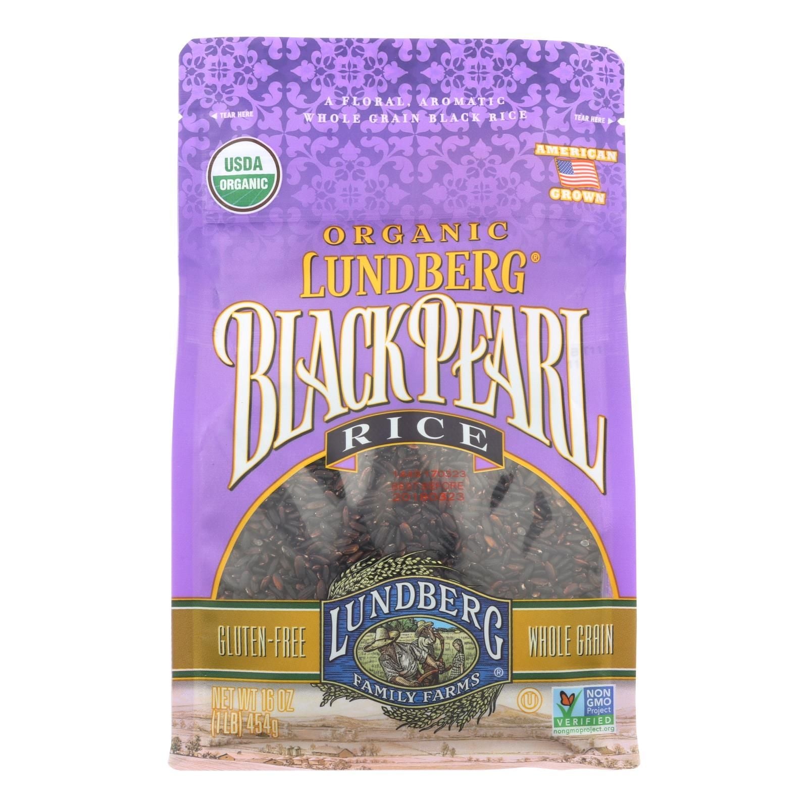 Lundberg Family Farms Organic Rice - Black Pearl - Case Of 6 - 1 Lb. image 1
