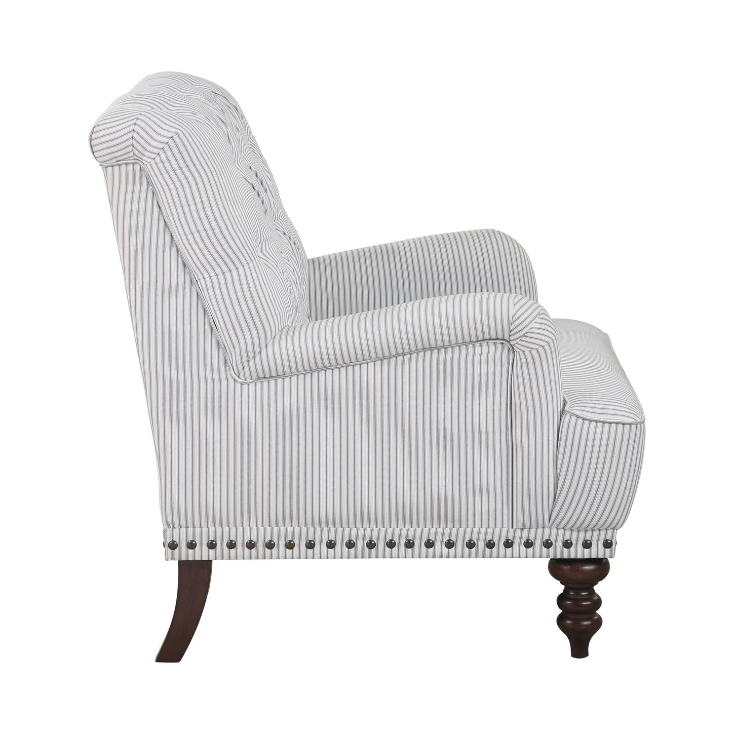 Luxurious Living Room Accent Chair 1pc White Gray Fabric Upholstered Button Tufted Nailhead Trim Modern Living Room Furn image 4