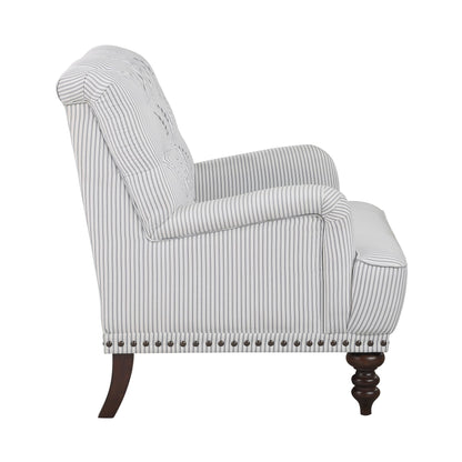 Luxurious Living Room Accent Chair 1pc White Gray Fabric Upholstered Button Tufted Nailhead Trim Modern Living Room Furn image 4