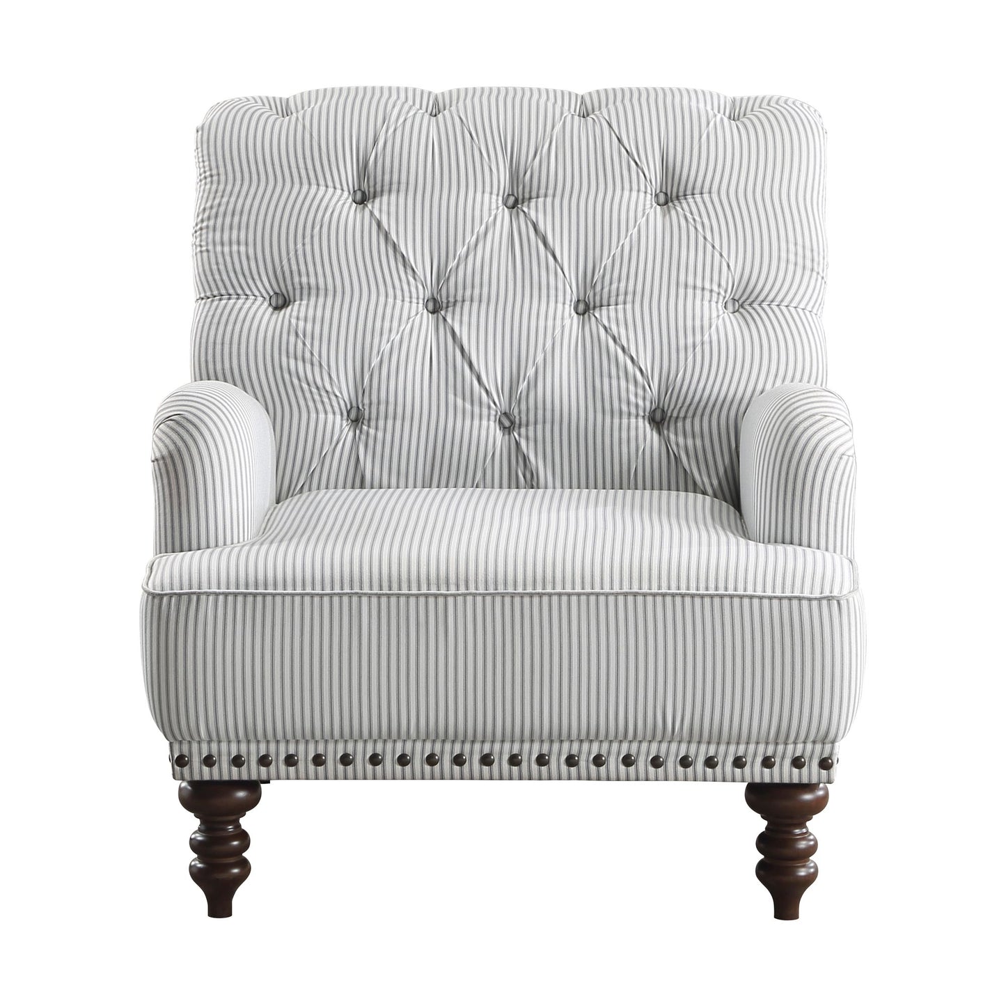 Luxurious Living Room Accent Chair 1pc White Gray Fabric Upholstered Button Tufted Nailhead Trim Modern Living Room Furn image 5