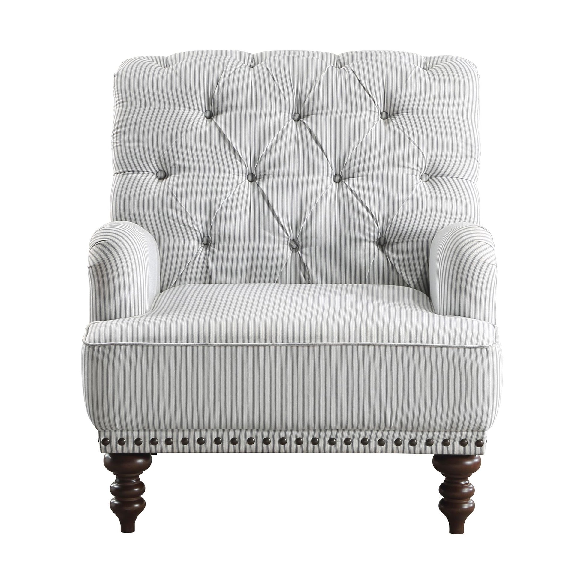 Luxurious Living Room Accent Chair 1pc White Gray Fabric Upholstered Button Tufted Nailhead Trim Modern Living Room Furn image 5