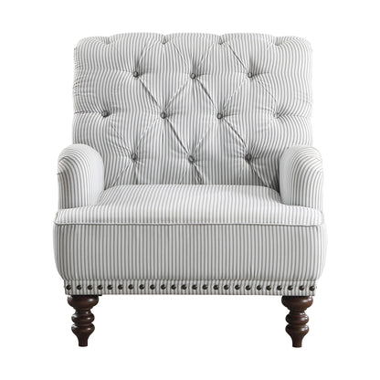Luxurious Living Room Accent Chair 1pc White Gray Fabric Upholstered Button Tufted Nailhead Trim Modern Living Room Furn image 5