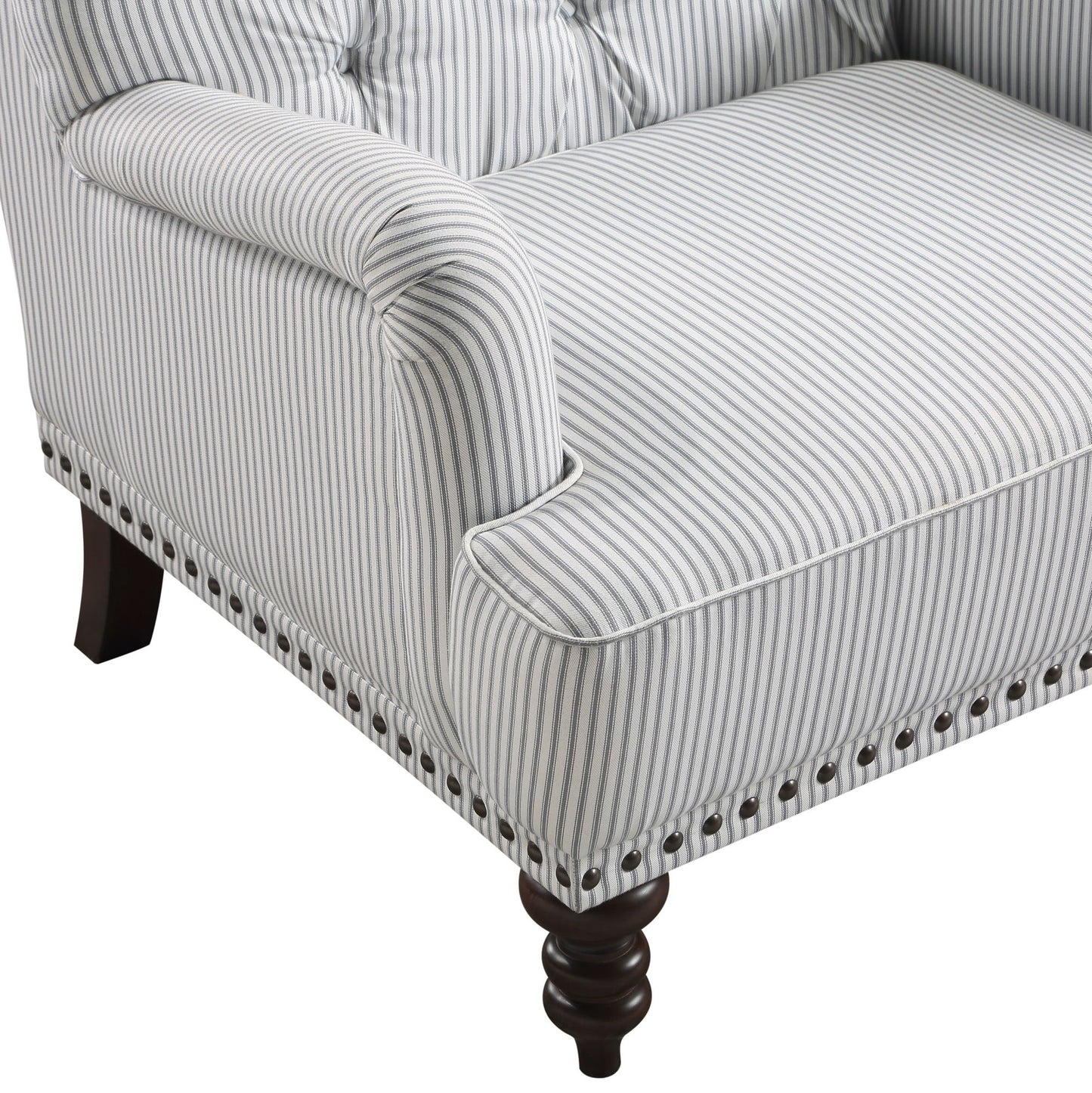 Luxurious Living Room Accent Chair 1pc White Gray Fabric Upholstered Button Tufted Nailhead Trim Modern Living Room Furn image 3