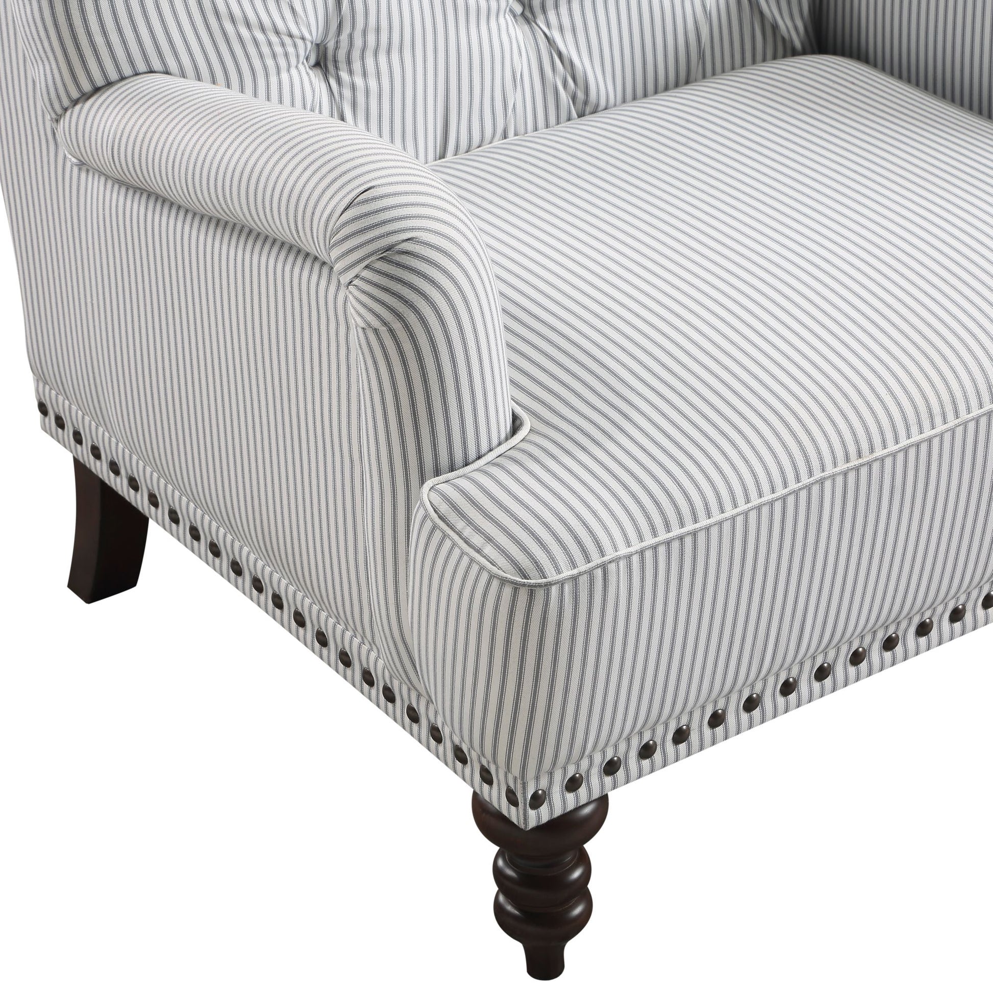Luxurious Living Room Accent Chair 1pc White Gray Fabric Upholstered Button Tufted Nailhead Trim Modern Living Room Furn image 3