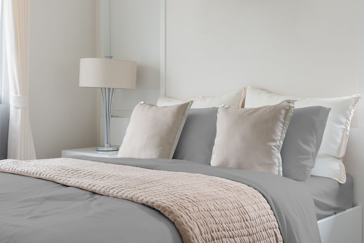 Luxuriously Soft 100% Viscose Derived from Bamboo 3-Piece sheet Set , Oeko-TEX Certified, Twin - Silver Gray image 5