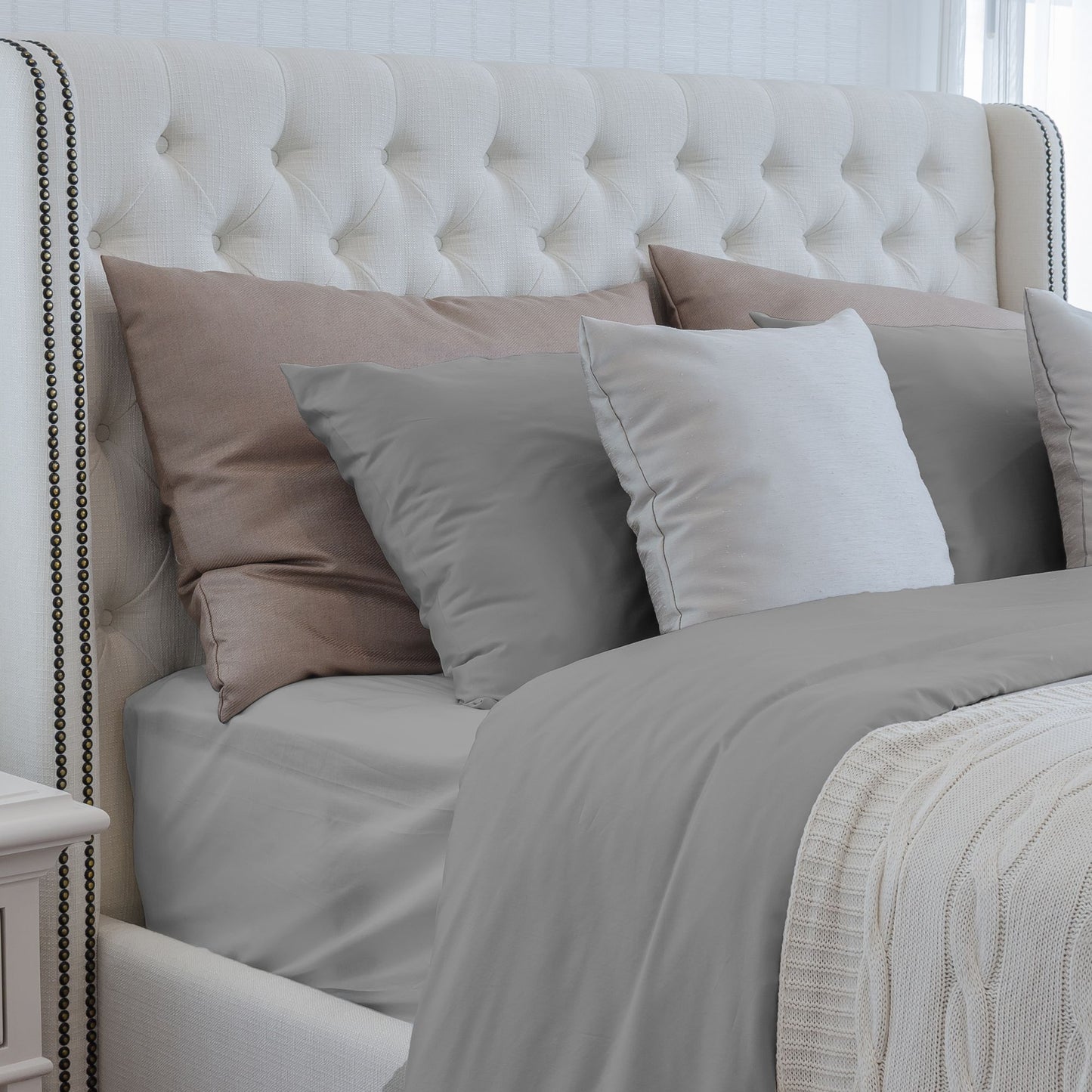 Luxuriously Soft 100% Viscose Derived from Bamboo 4-Piece Sheet Set , Oeko-TEX Certified, Queen - Silver Grey image 5