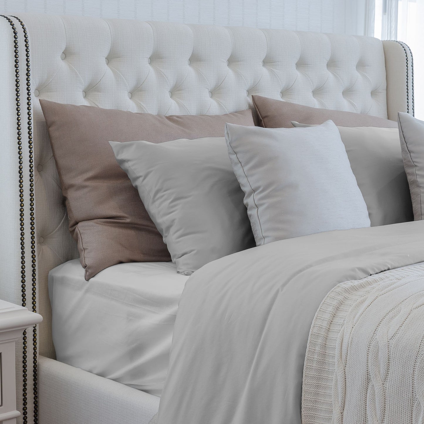 Luxuriously Soft 100% Viscose Derived from Bamboo 4-Piece sheet Set , Oeko-TEX Certified,California King - Lt Gray image 3