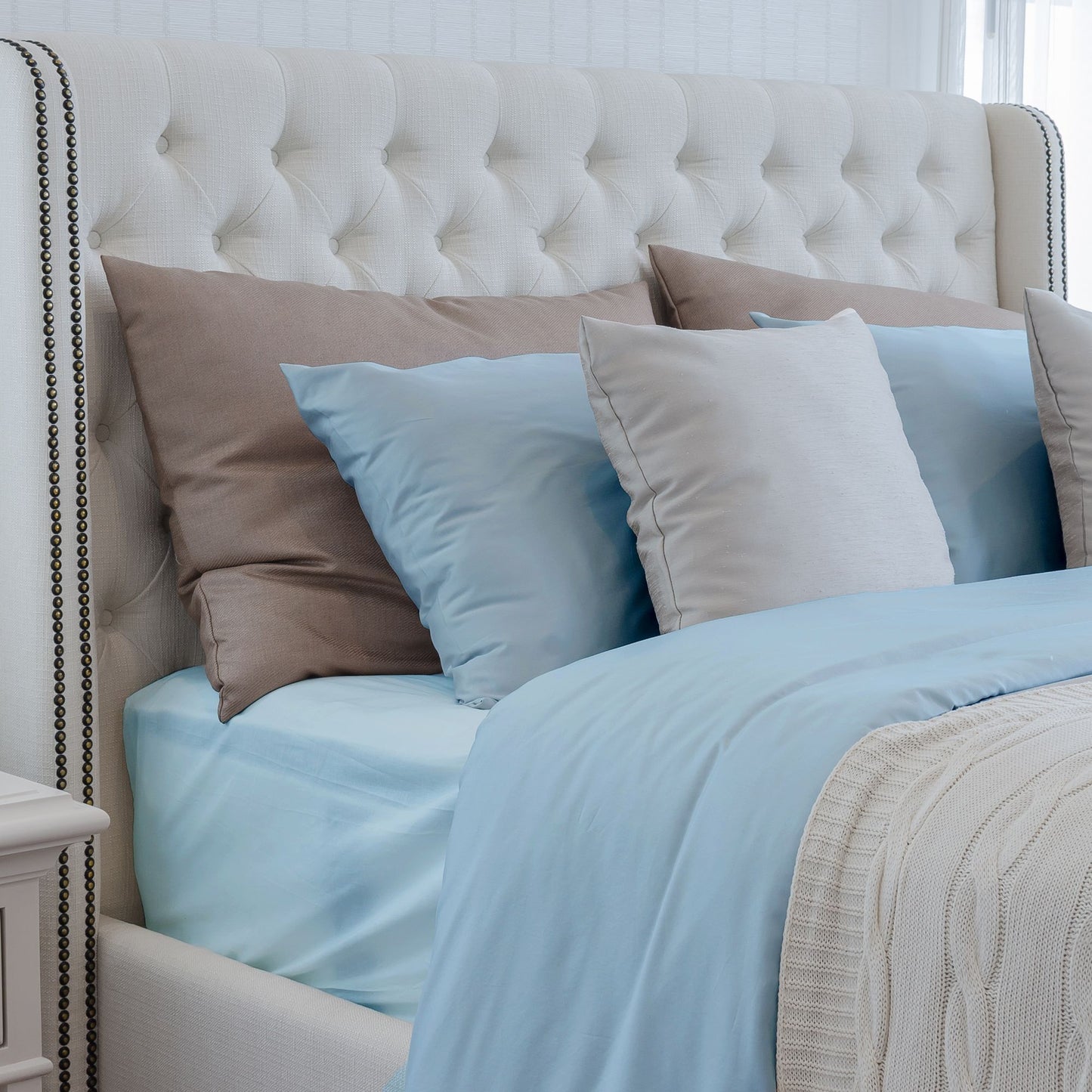 Luxuriously Soft 100% Viscose Derived from Bamboo 5-Piece Sheet Set , Oeko-TEX Certified, Split King - Sky image 5