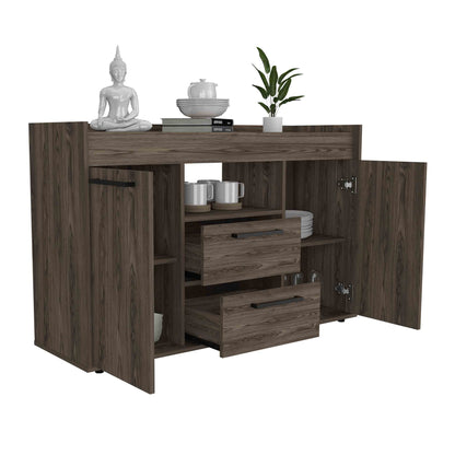 Lyon Sideboard, Two Drawers, Double Door Cabinets -Dark Walnut image 7