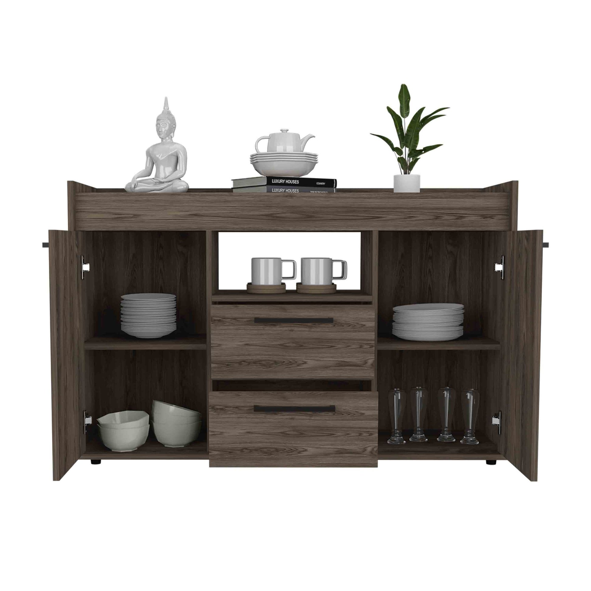 Lyon Sideboard, Two Drawers, Double Door Cabinets -Dark Walnut image 5