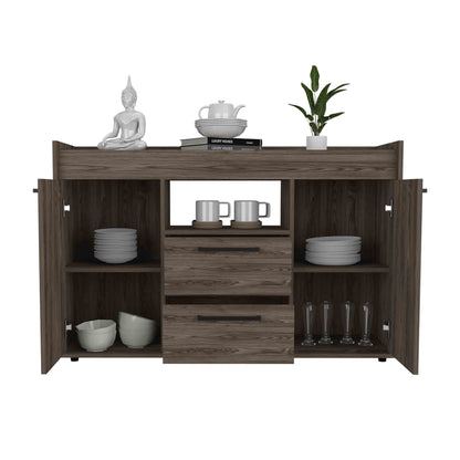 Lyon Sideboard, Two Drawers, Double Door Cabinets -Dark Walnut image 5