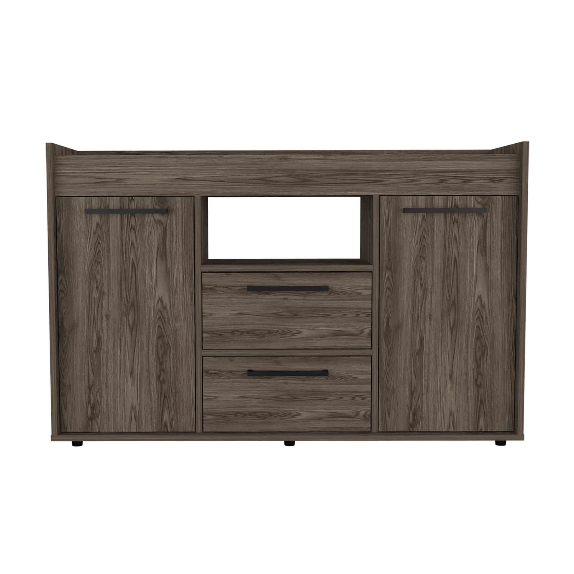 Lyon Sideboard, Two Drawers, Double Door Cabinets -Dark Walnut image 2
