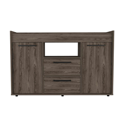 Lyon Sideboard, Two Drawers, Double Door Cabinets -Dark Walnut image 2