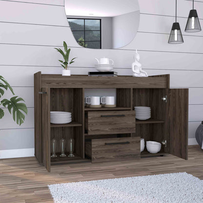 Lyon Sideboard, Two Drawers, Double Door Cabinets -Dark Walnut image 4