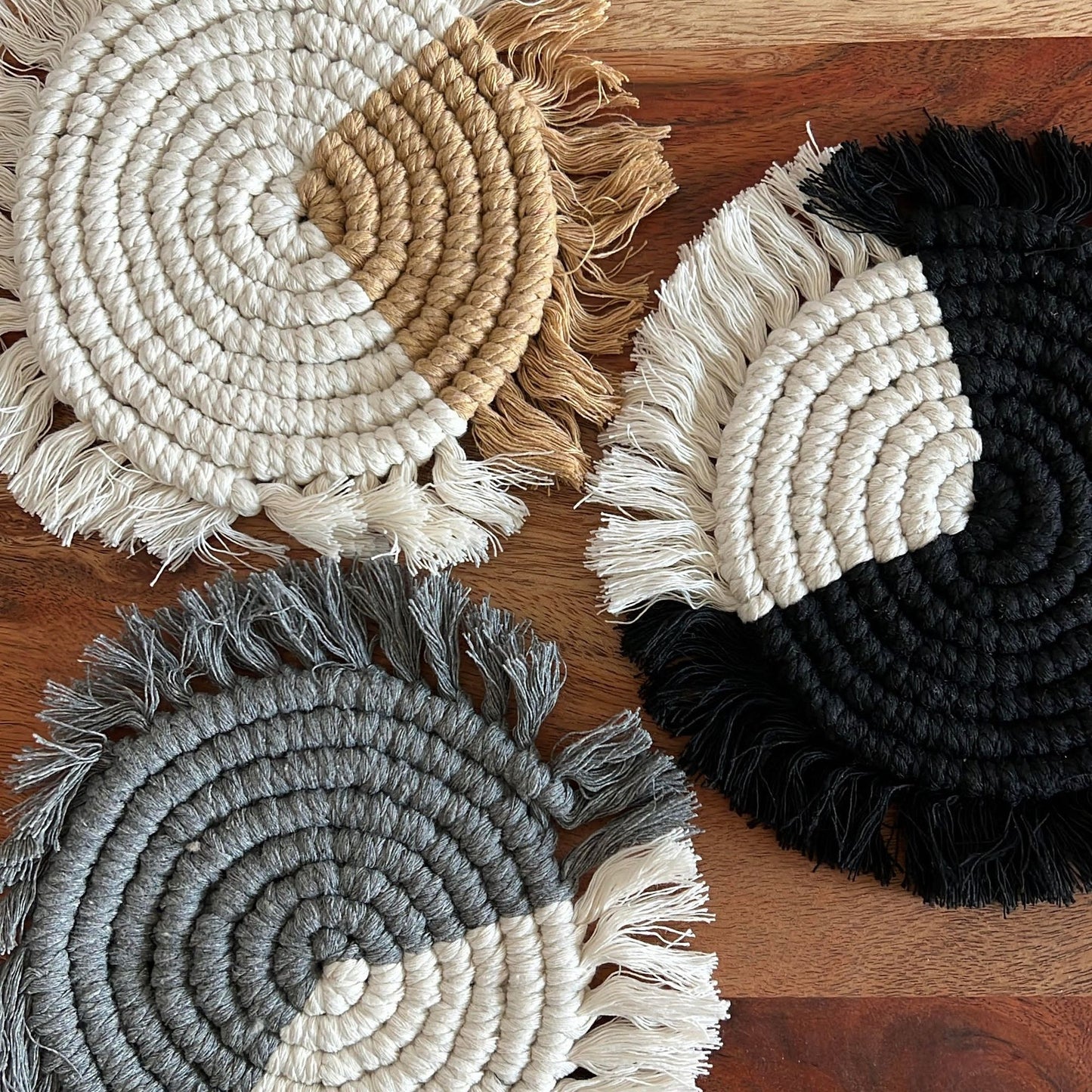 Macramé Drink Coasters; (7inch) image 14