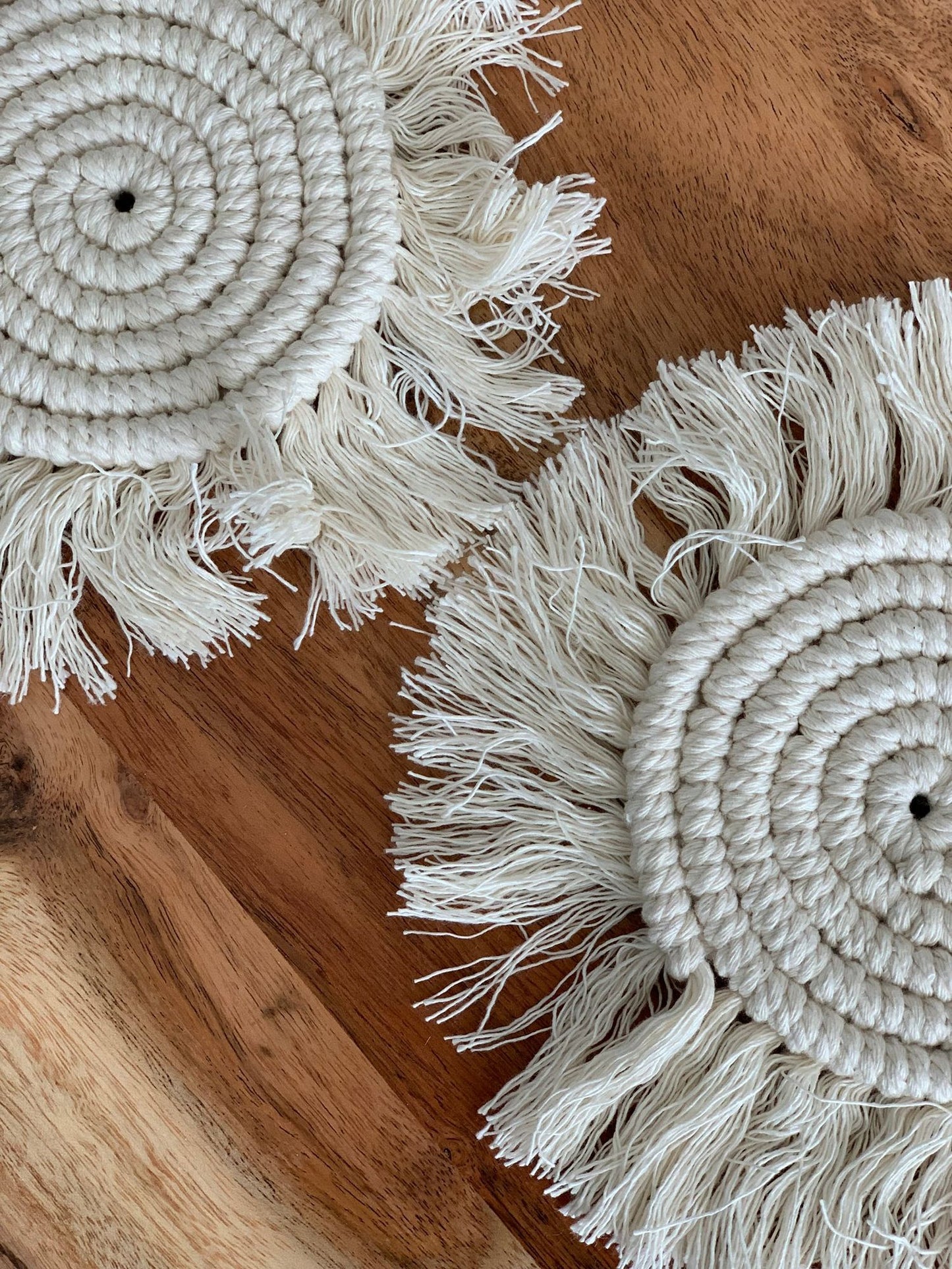 Macramé Drink Coasters; (7inch) image 1