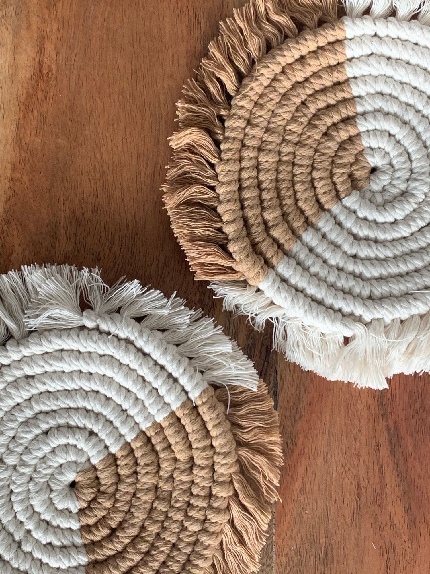 Macramé Drink Coasters; (7inch) image 3