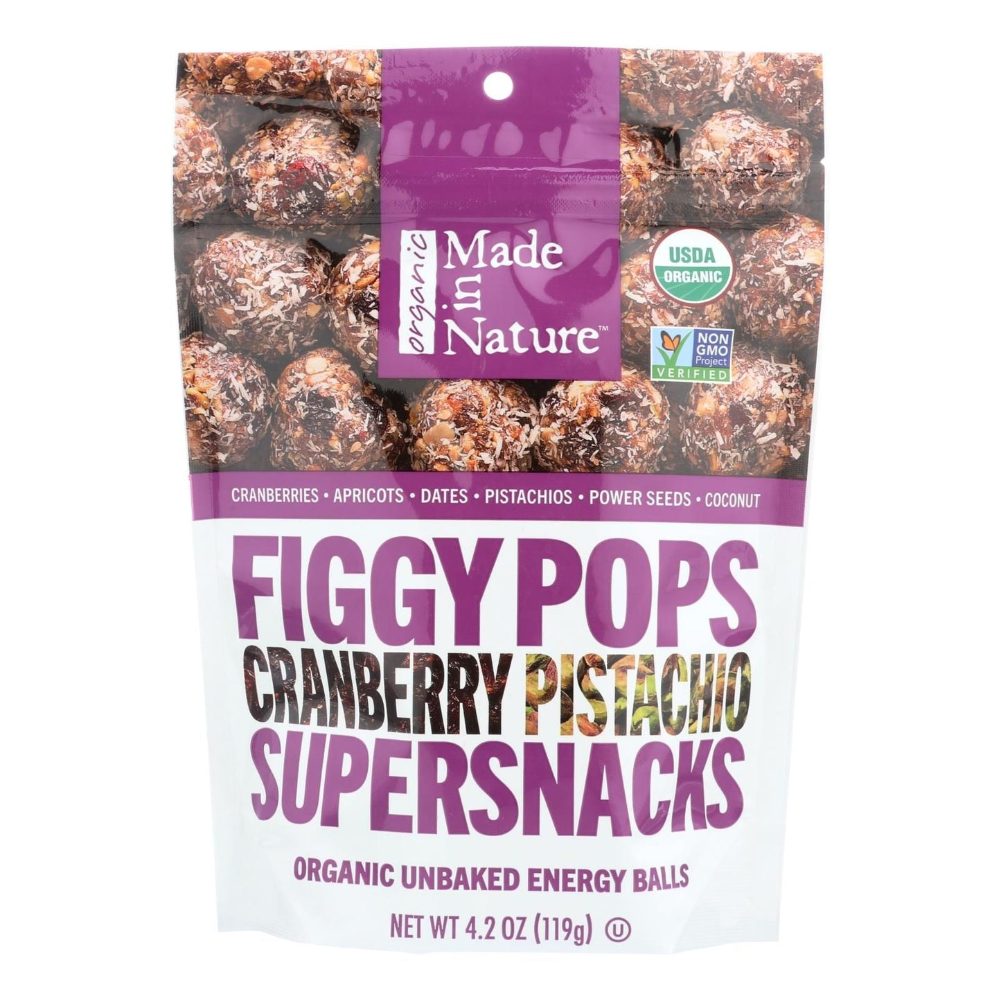 Made In Nature Figgy Pops - Cranberry Pistachio - Case Of 6 - 4.2 Oz image 1