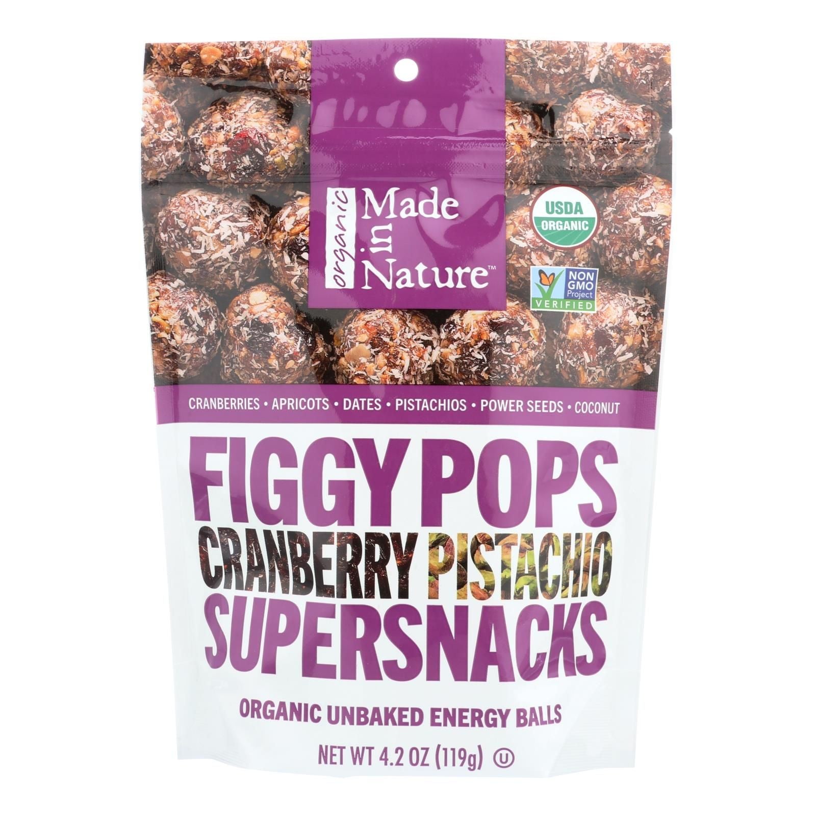 Made In Nature Figgy Pops - Cranberry Pistachio - Case Of 6 - 4.2 Oz image 1